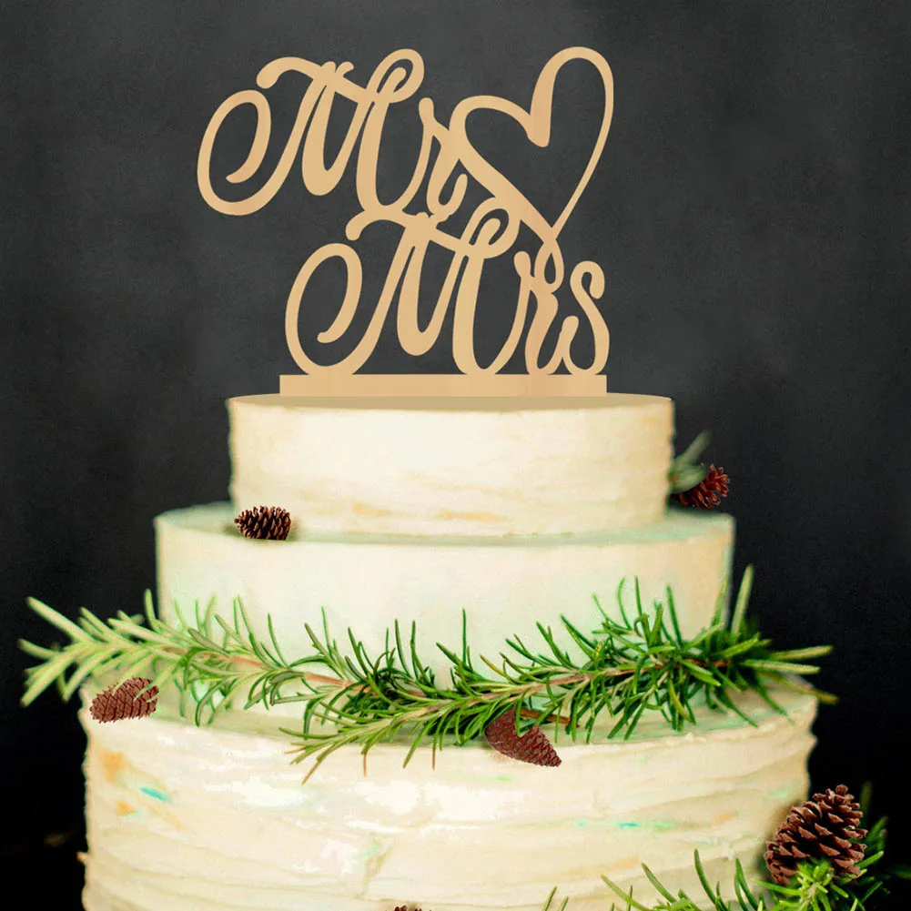 

2018 New Romantic Custom wedding MR & Mrs Cake Topper Acrylic glitter Wedding Party Decoration Ornament