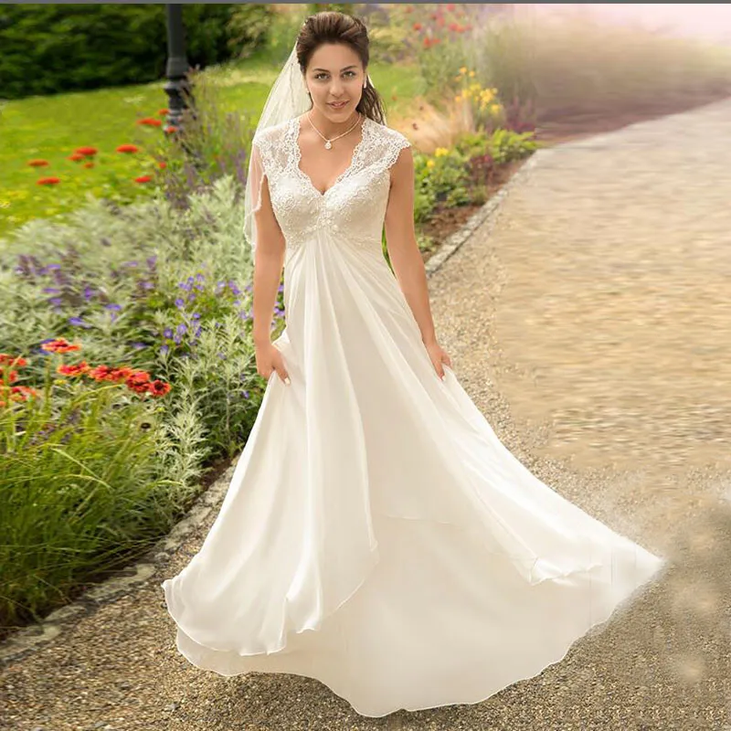 LORIE-Wedding-Dress-for-Pregnant-woman-V-Neck-Beach-Wedding-Gown-Cheap-Backless-Lace-Custom-Made_