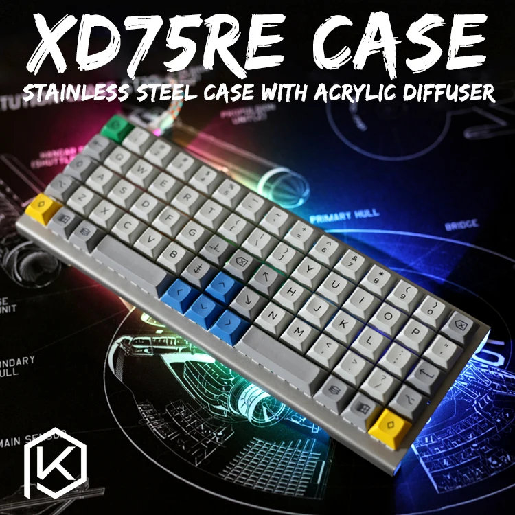 stainless steel bent case for xd75re 60 custom keyboard acrylic panels