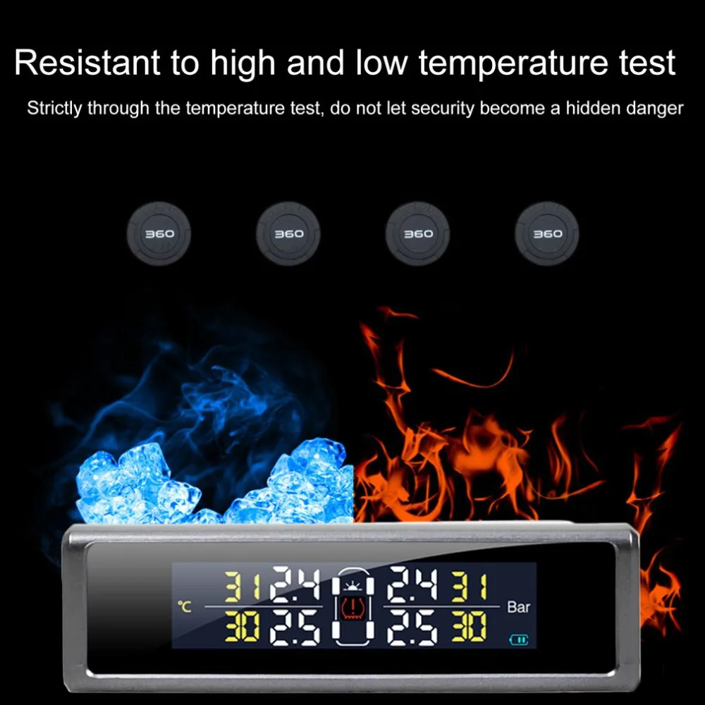 

Smart TMPS Car Tyre Pressure Monitoring System Solar Power Digital LCD Display Wireless High Accuracy Auto Security Alarm System