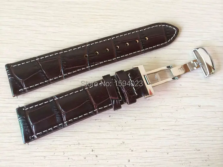 20mm (buckle18mm) T063617 T063639 T063610 High Quality Silver Butterfly  Buckle + Brown Genuine Leather Watch Bands Strap - Watchbands - AliExpress