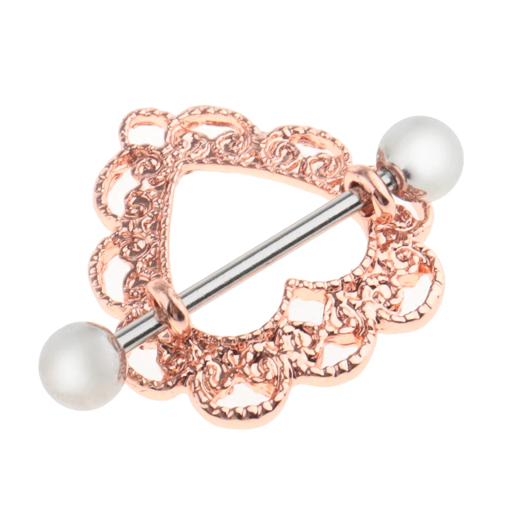 1 Pair Fashion Stainless Steel Love Hearts Nipple Bar Rings Nipple Ring Barbell Body Piercing Jewelry