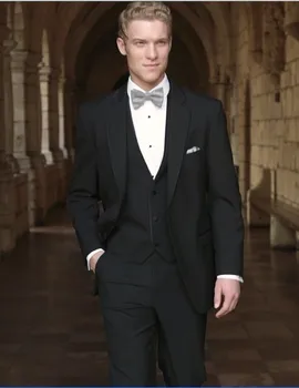 

New Style Groom Tuxedo Two Buttons Groomsmen Notch Lapel Wedding/Dinner Suits Best Man Bridegroom (Jacket+Pants+Tie+Vest) B233