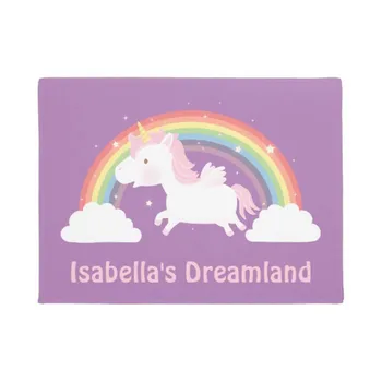 

Personality Cute Unicorn and Rainbow Girls Room Door Mat Home Decoration Entry Non-slip Door Mat Rubber Washable Floor Carpet