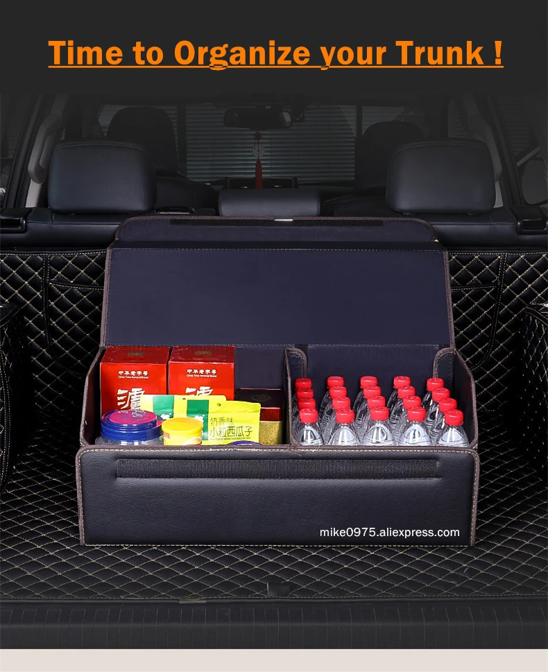 Autofans Складной автомобильный багажник из искусственной кожи, деревянный органайзер для багажника, складной органайзер для багажника авто, багажный багажник S04