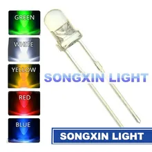 5valuesx200 шт = 1000 шт UltraBright красный/зеленый/синий/белый/желтый ультра яркий 5 мм круглый светодиодный Диод F5 светодиодный