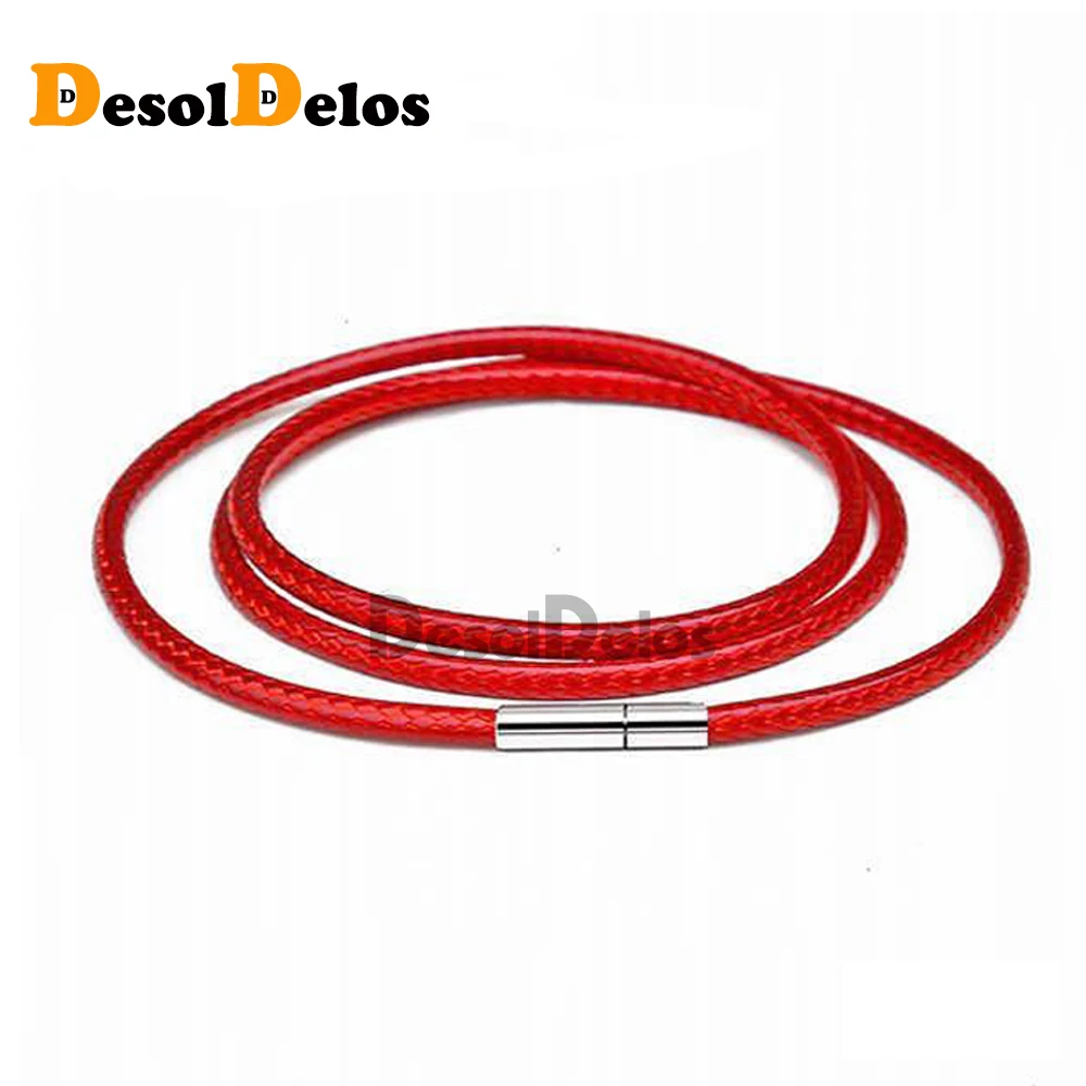 

1mm 1.5mm 2mm 3mm Necklace Cord Leather Cord Wax Rope Chain Necklace 316L Stainless Steel Tube Clasp DIY Jewelry Accessories