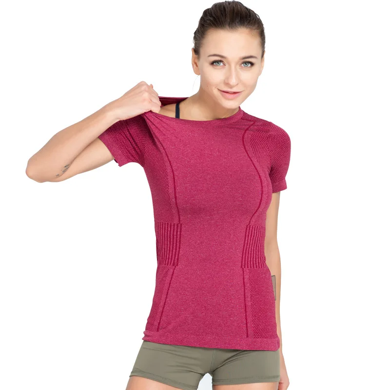 

2019 New Gray Red Green Women Yoga Top Sports Shirt Short Sleeve Yoga T Shirt Women T-shirt Sport Top Fitness Gym Women Clothing