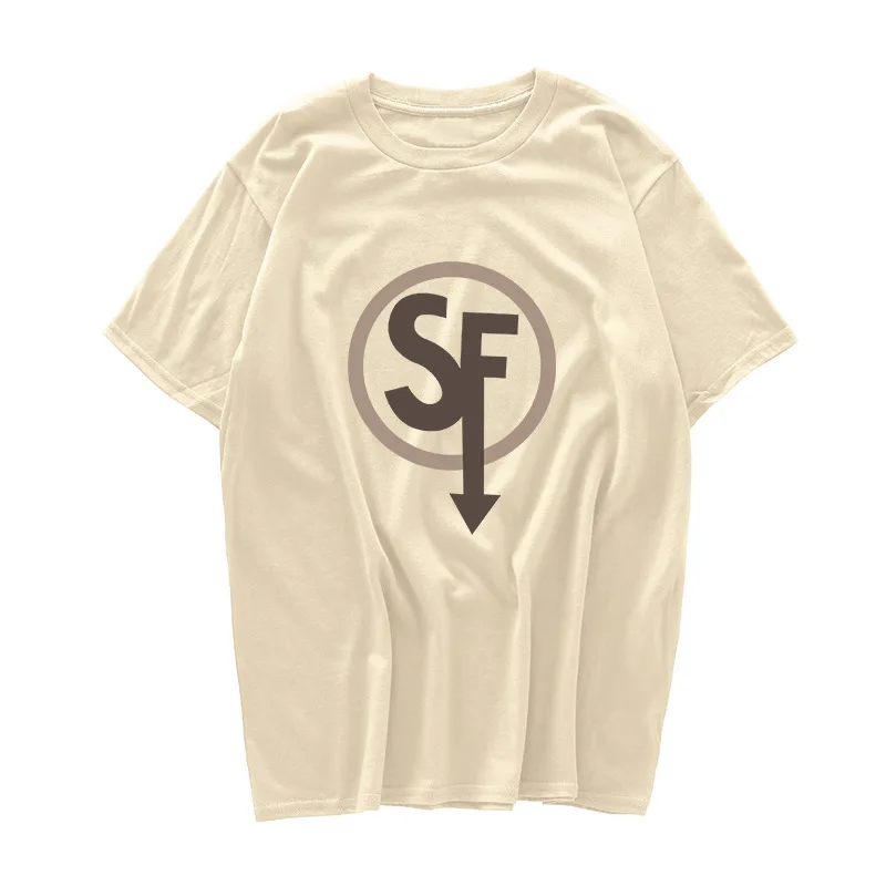 

100% Cotton Men and Women Solid Letter Print Sally Face T Shirt for Summer Crew Neck Loose Short Sleeve Tops Casual Comfy Tee