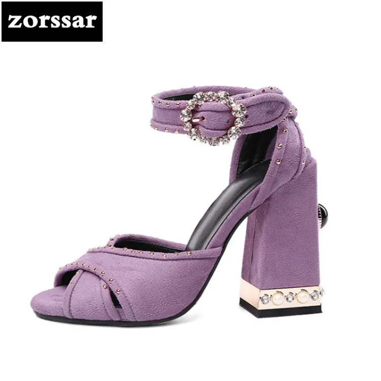 

{Zorssar} 2018 New Ankle Strap Heels Women Sandals Summer Shoes Women open Toe High heels sandals Party Dress shoes Big Size 43
