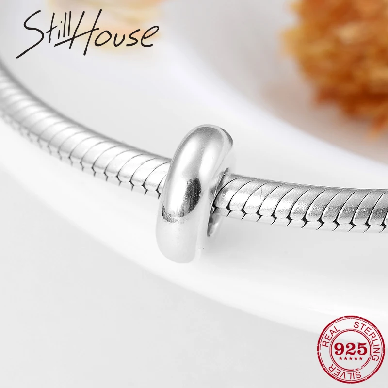 

2019 Authentic 925 Sterling Silver smooth round Spacer Stopper Beads For Jewelry making Fit Original Pandora Charm Bracelets