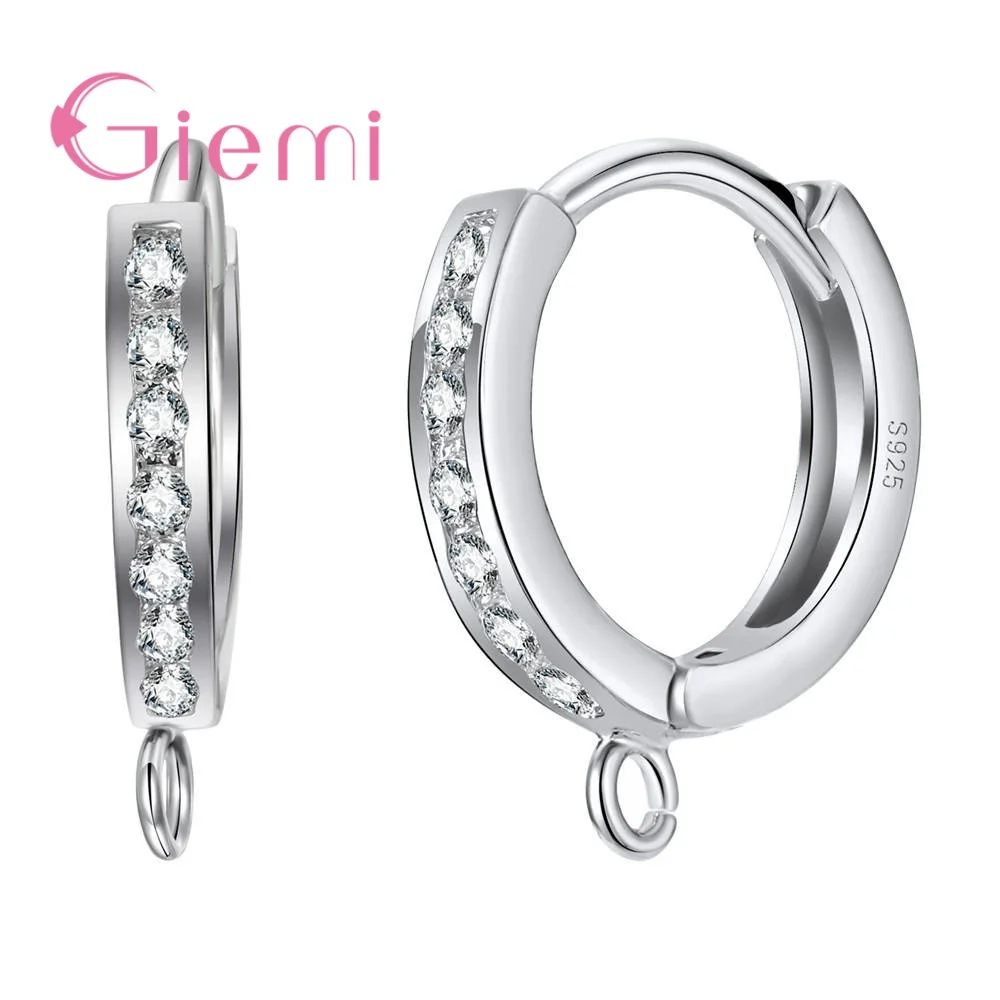 

100% Pure 925 Sterling Silver Clear CZ Hoop Jewelry Findings for Earrings Marking Women DIY Jewelry Handmade Accessory