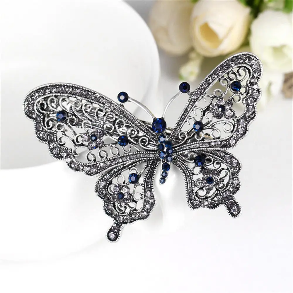 

New Butterfly Shaped Rhinestone Hair Clip Girls Beautiful Hair Accessories Wedding Bride Costume Headdress Fashion