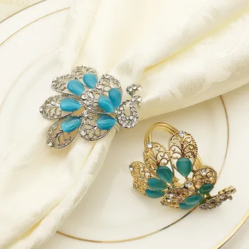 

100pcs/lot Hotel Western napkin buckle metal peacock napkin ring napkin ring alloy diamond ring