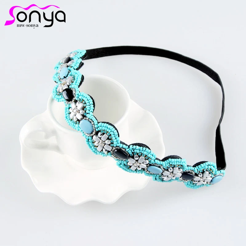 

New Vintage Women Headbands Hair Accessories Beads Rhinestone Bling Headbands for Women 3H3010