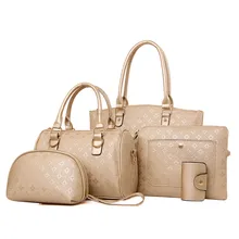 Fashion Diamond Lattice Snow Flower Women Brands Shoulder Bags Ladies Tote Bag Handbag+Crossbody Bag+Wallet+Purse 6 Sets N229