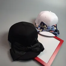 New Brim hat female summer outdoor baseball cap bow hip-hop women flat along the cap black MFPPC-1974