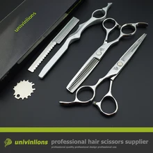 6 440C high quality professional hair scissors hairdressing scissors cutting barber shop supplies hot shears for hair salon 2018 new profissional hairdressing scissors hair cutting scissors set barber shears high quality salon 6 0inch color black