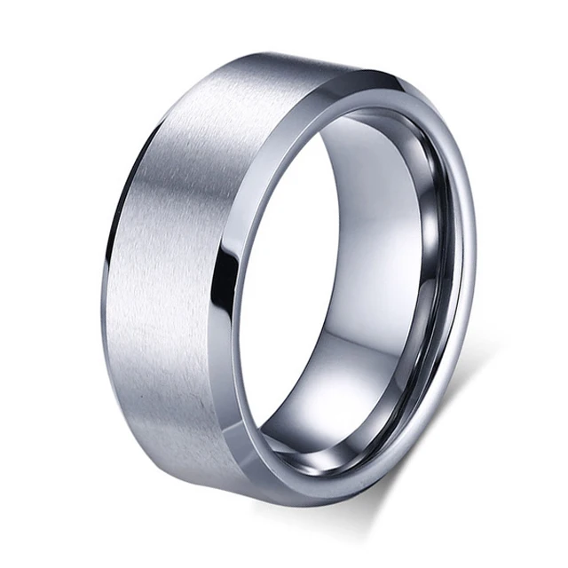 8mm Simple Blank Men's Tungsten Carbide Ring Engagement Wedding Band Matte Finish Brush Center