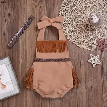 Комбинезон для маленьких девочек; Летний комбинезон без рукавов с открытой спиной+ Женская повязка для головы; комбинезоны; детская одежда; Fansty