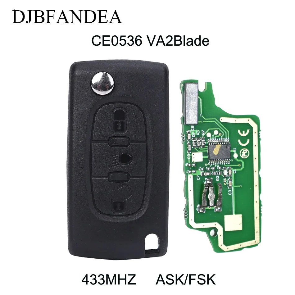 

DJBFANDEA Flip Folding Remote Key for CITROEN Berlingo C2 C3 C4 C5 Picasso Key Auto 3 Button 433 MHZ Car Key ASK/FSK Signal