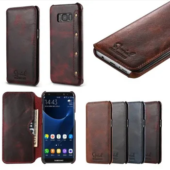 

Luxury Series Folio Flip Cover Genuine Leather Case Card Slot with Magnetic Closure and Stand for Samsung Galaxy S8/s8 plus