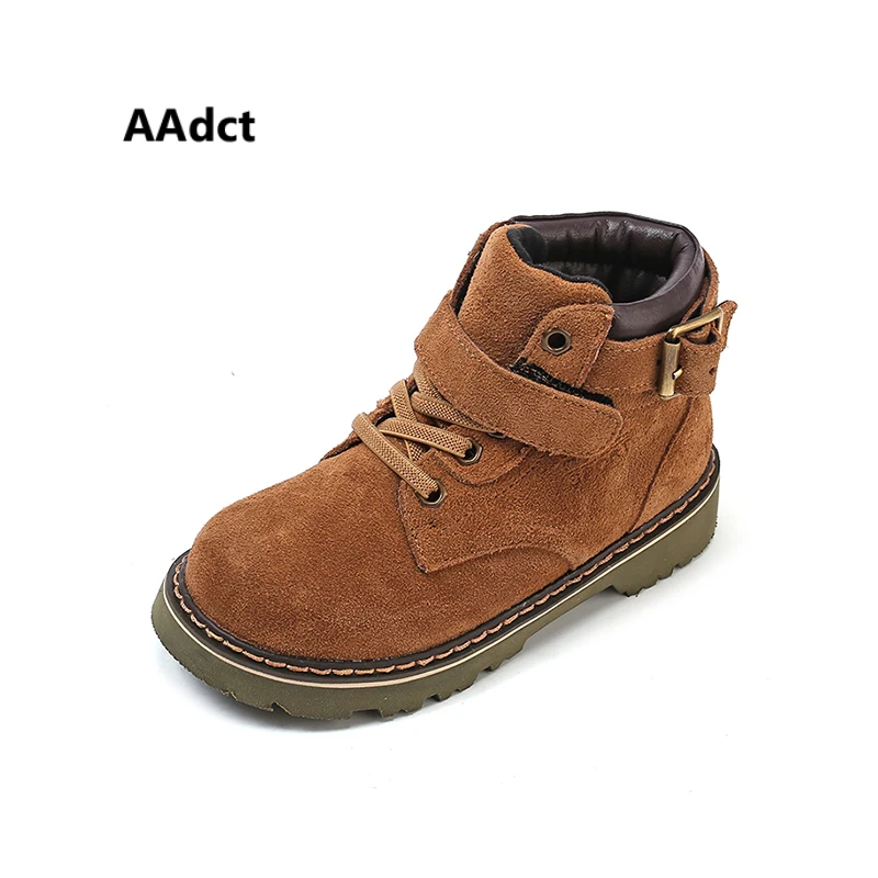 

AAdct Fashion martin boots for boys Soft bottom children boots for girls High quality leather kids boots warm new autumn
