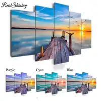 REALSHINING Beach Sunset 5pcs Diamond Painting full square 5d Diy Diamond Embroidery beadwork,Mosaic,stickers,puzzle FS2354