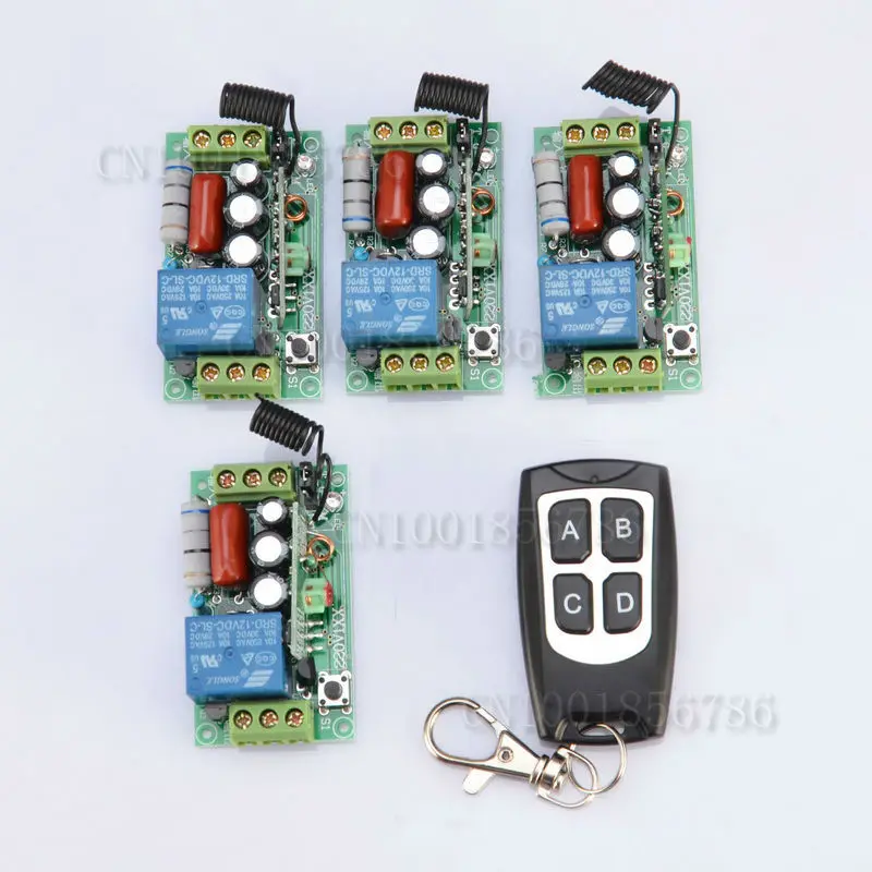 

220V Wireless Remote Controller Wireless Power Switch System Receiver& Transmitter 1CH 10A Light Lamp LED SMD ON OFF