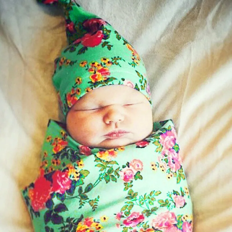 Bath Towel Baby Swaddle with Hat Cotton Soft Newborn Baby Swaddling