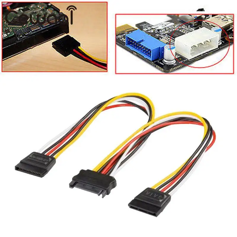 

Universal 20CM SATA Male to 2 Female Wire Power Extension Cable Connector