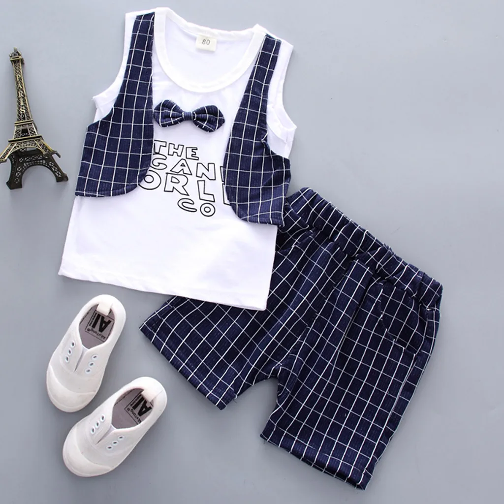 

bebes Kid Baby Girl Boy Spot Bow Tie Stripe Print Top T Shirt Striped Short Outfit Set baby girl clothes bebek giyim modis