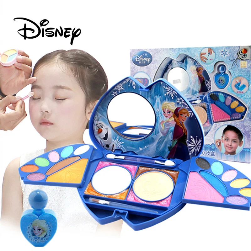 Disney Pretend Play Frozen Elsa Child Cosmetic Princess Makeup Heart Shape Gift Box Lip Gloss Girl Toy For Children Cosmetic Set