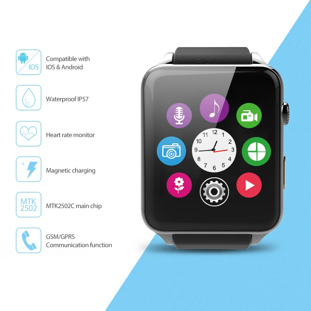 MEMTEQ Bluetooth V4.0 NFC Функция Смарт часы Smartwatch GT88 Android IOS 2G GSM SIM TF карта ЭКГ