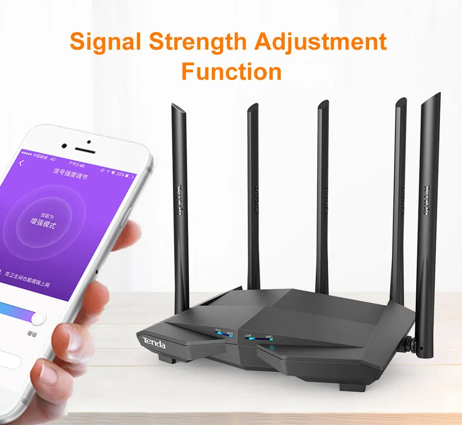 New Tenda AC11 Gigabit Dual-Band AC1200 Wireless Router Wifi Repeater with 5*6dBi High Gain Antennas Wider Coverage, Easy setup
