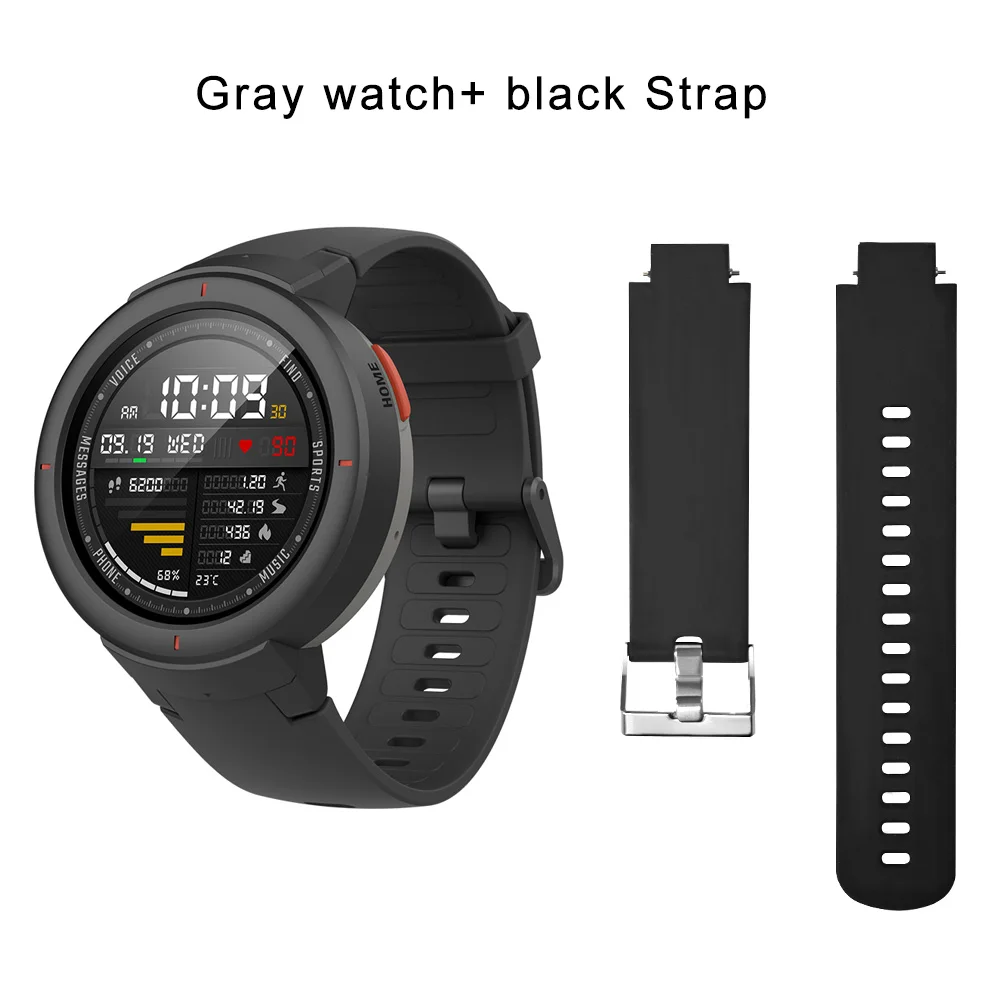 Новые умные часы Hua mi AMAZFIT Verge 3 с gps, IP68 экран, сердечный ритм, ответ на звонки, умные часы, Ask Alexa для mi 8, серый цвет - Цвет: gray N black strap