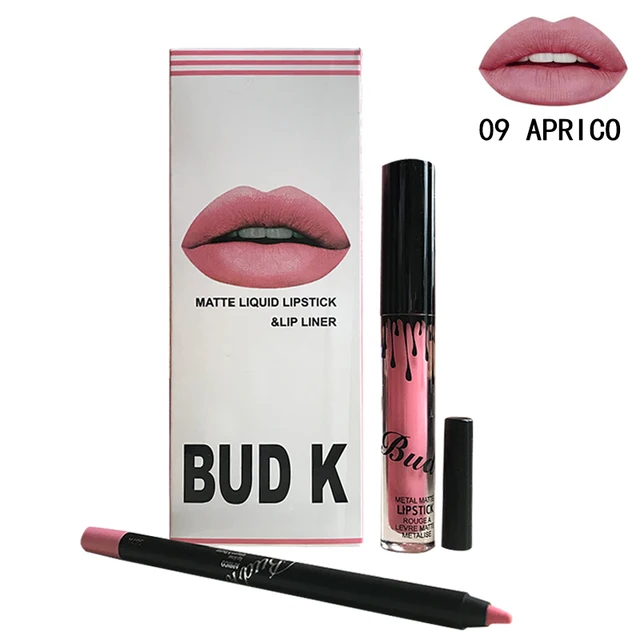 Bud K Hot Brand Lip Gloss Lip Pencil 2pcsset Cosmetics Makeup Waterproof Lipstick Long Lasting