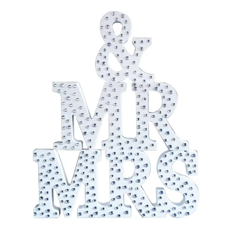 

2017 NEW Rhinestone Wedding Reception Sign Solid Wooden Letters Mr & Mrs Table Alphabet Decoration