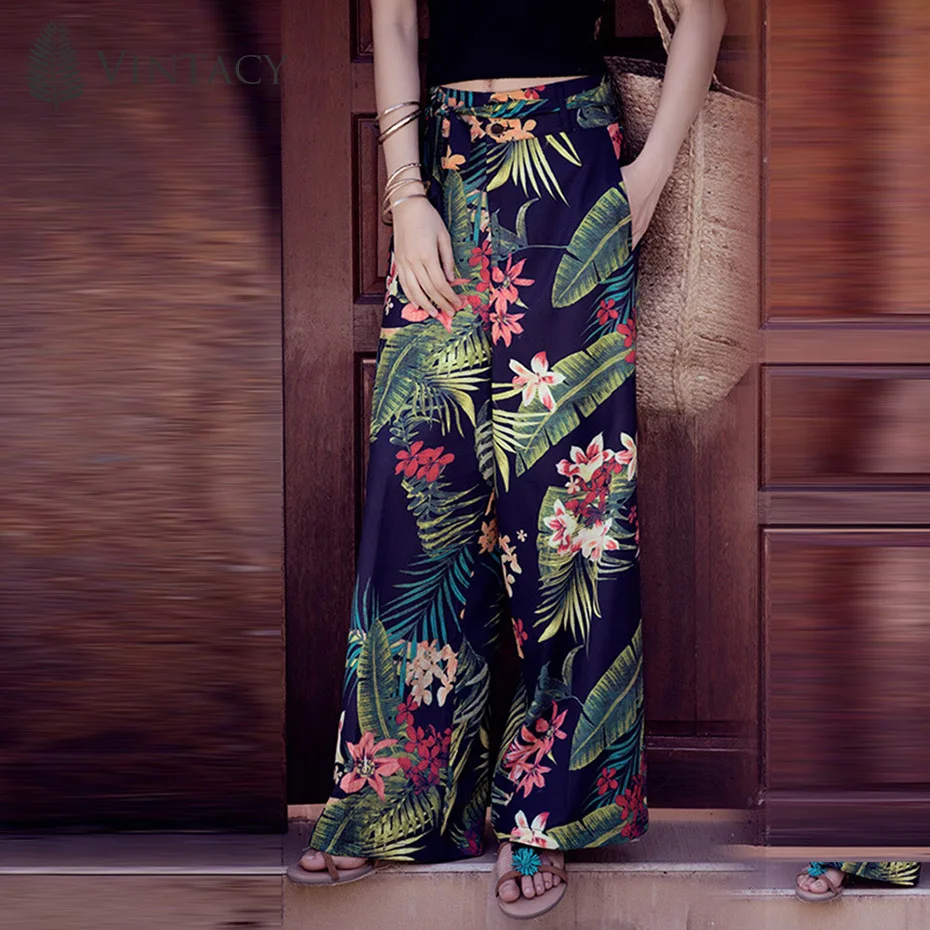 Vintacy Dark Blue 2XL Vacation Thailand Trousers Large Yard Bohemia Wide Leg Pants Beach Trousers Travel Women Pants Vintacy Dark Blue 2XL Vacation Thailand Trousers Large Yard Bohemia Wide Leg Pants Beach Trousers Travel Women Pants