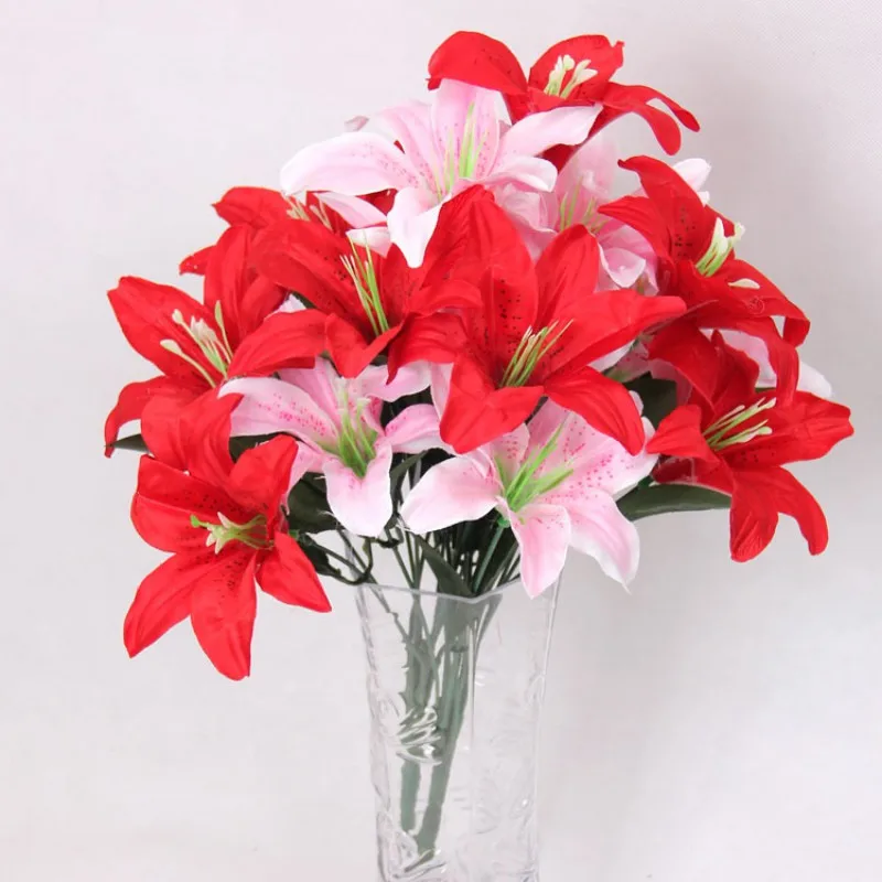 10 голов цветок лилии искусственные лилии букет Свадебный Цветочный домашний Декор цветок настоящий сенсорный свадебный цветок