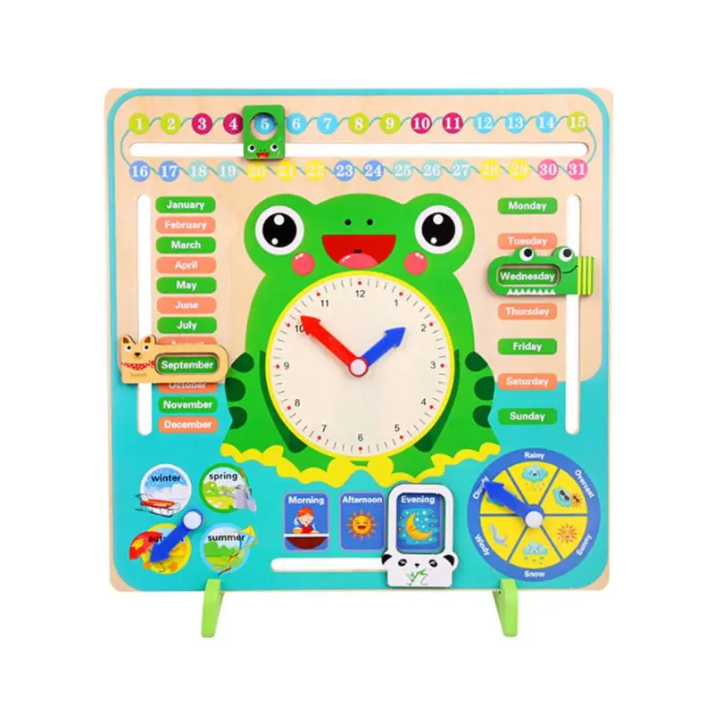 

Calendar Weather Season Clock Time Wooden Puzzle Board Calendar Early Childhood Education Parent-Child Toy