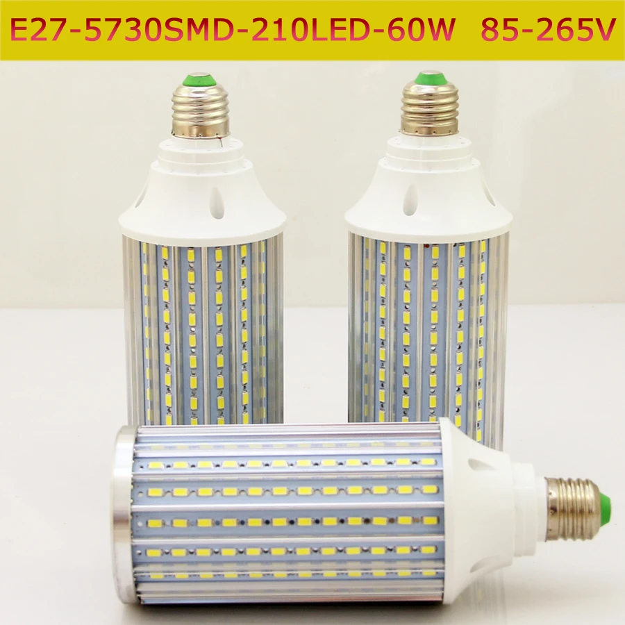50 шт./лот E27 5730 SMD LED лампы кукурузы Алюминий охлаждения печатных плат светодиоды лампы в помещении без мерцания AC85V-265V 60 Вт LED лампы DHL