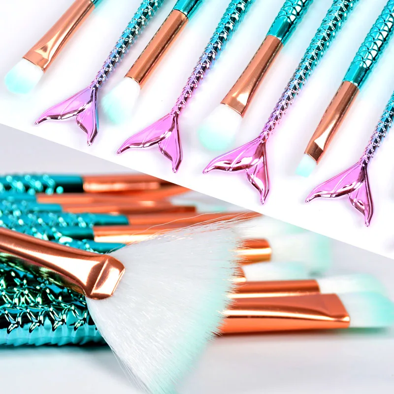 

YWK 10PCS Makeup Brushes Set Professional High Quality Foundation Powder Eyeshadow Kits Gradient Color Make up Tools