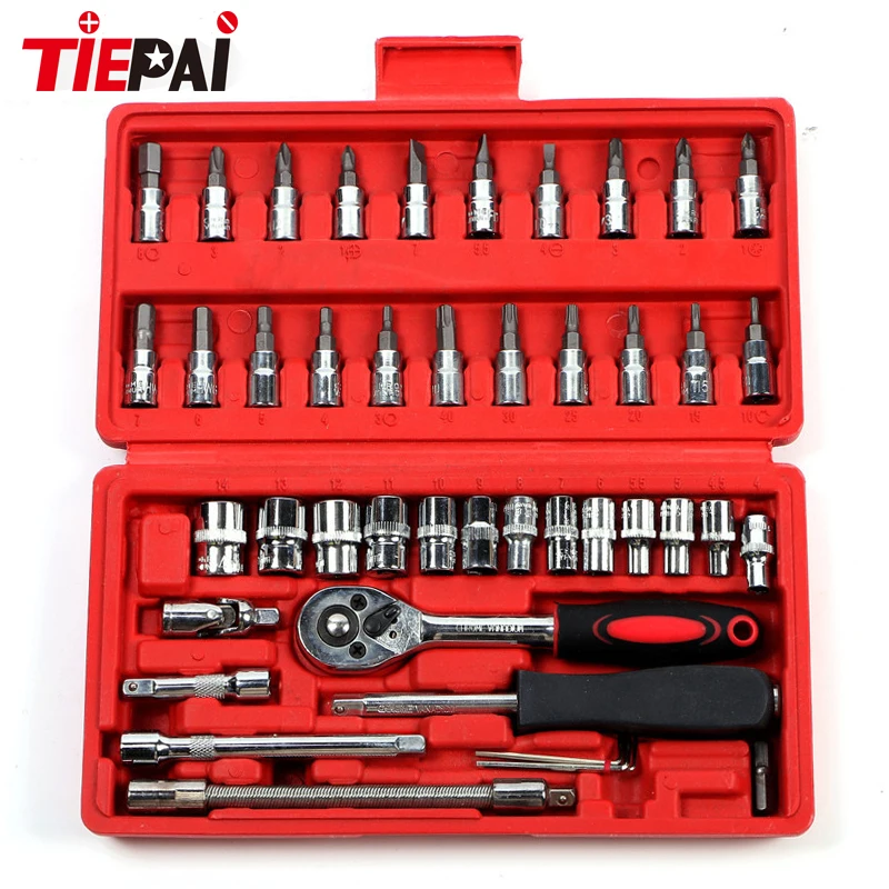 Tiepai Socket Set Repair Tool Kit 46pcs/set Car Repair Tool Ratchet
