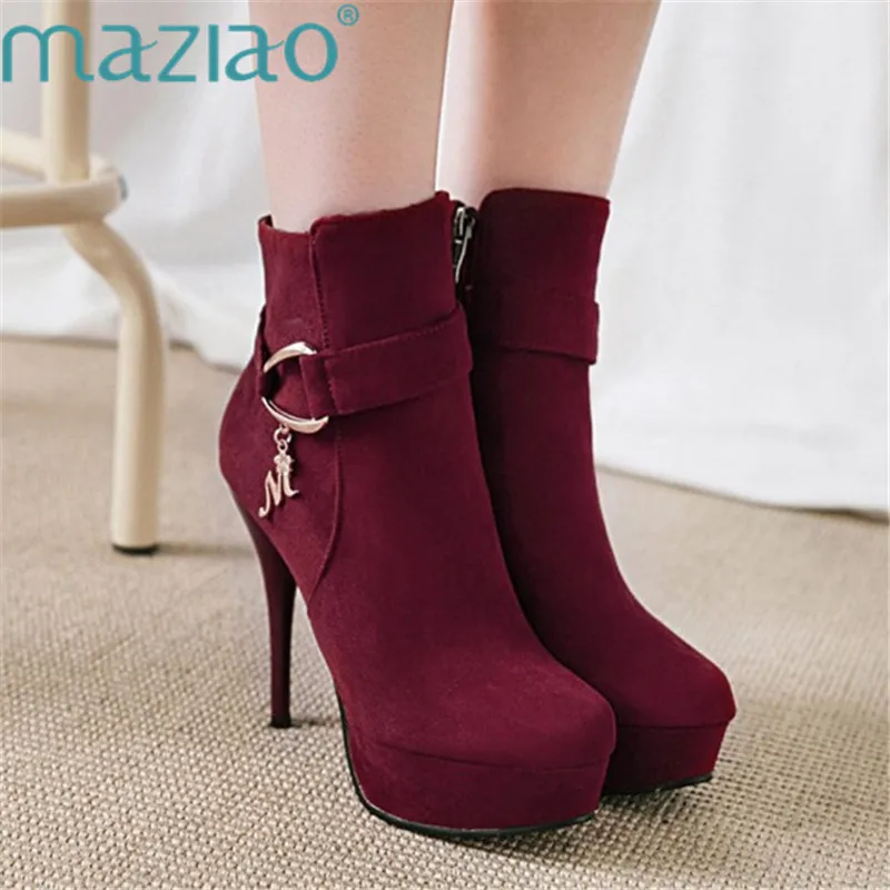 

Women Ankle Martin Boots with Round Toe High Thin Solid Color Short Boots Autumn Fashion Party Shoes MAZIAO