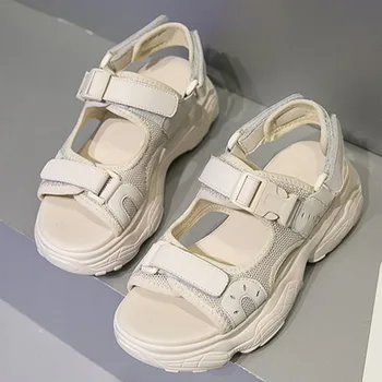 

Women Summer sandals comfy peep toe Mesh sandals solid lightweight wear-resistant women sandals skid-proof shallow casual shoes