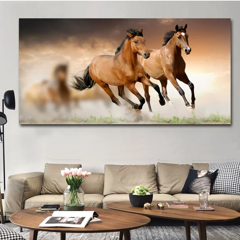 

GOODECOR Modern Couple Horse Painting Canvas Prints Minimalist One Piece Poster Wall Pictures for Living Room Decor