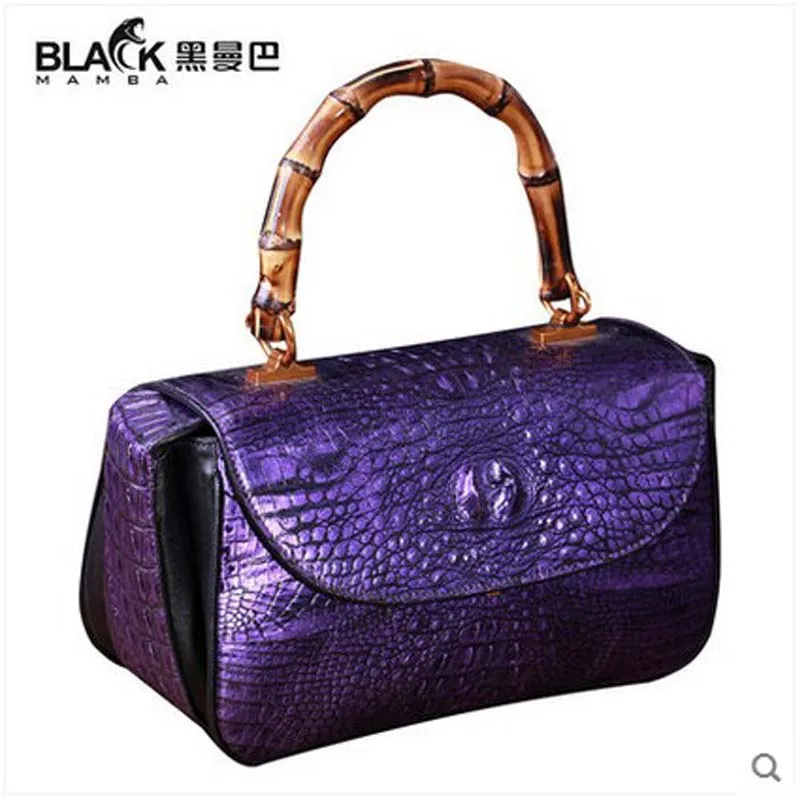 heimanba Crocodile leather women handbag female Messenger bag purple shoulder bag dinner bag really crocodile skin bag