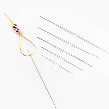 Jhnby 5 Pcs Mata Besar Melengkung Terbuka Stainless Steel Manik-manik Jarum untuk Manik-manik Mutiara Threading Tali Perhiasan Pembuatan Alat pin()