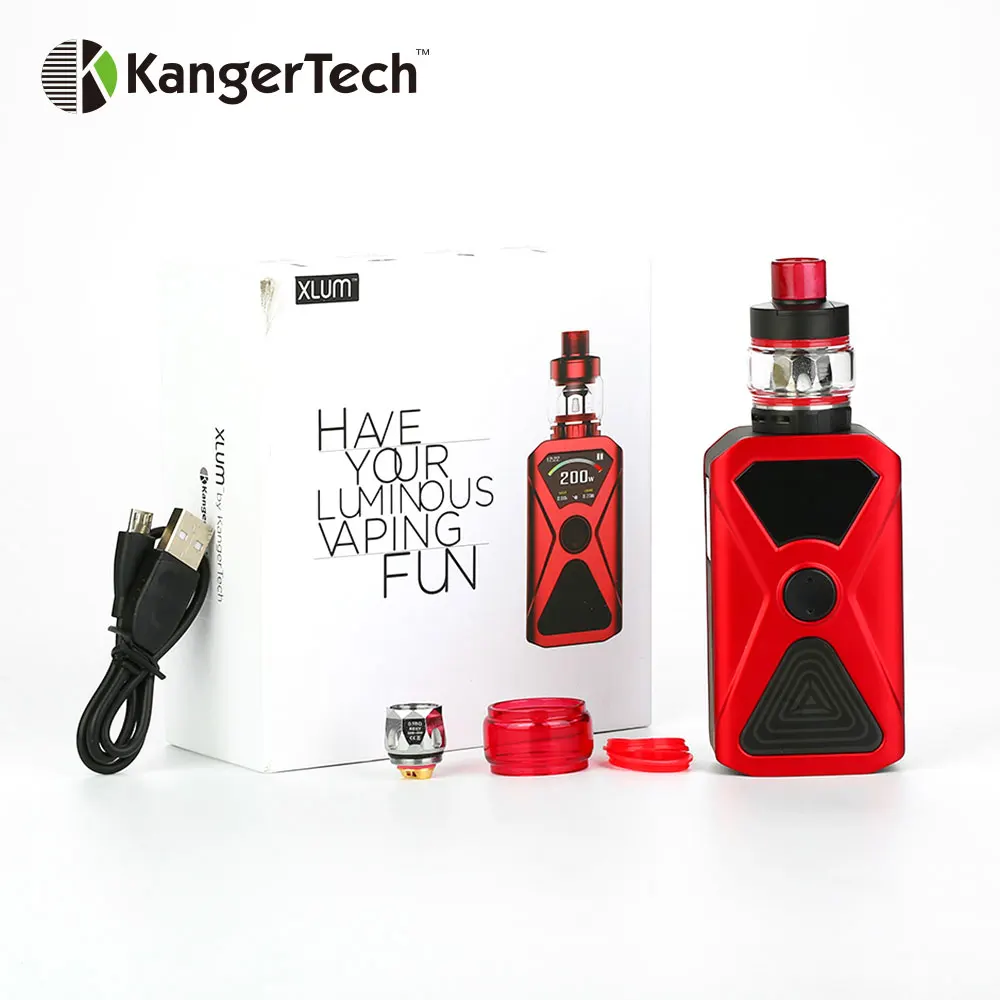 Оригинальный набор Kangertech XLUM 200W TC с модом и баком 4 5 мл комплект вейпа Push-to-open top VS